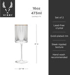 Viski Meridian Wine Glasses with Gold Rim, Crystal Drinking Glasses for Red and White Wines, Elegant Stemmed Glassware for Wedding Gifts, Birthday, Holiday, Dinner Party, Wine Lovers, 16 oz, Set of 2