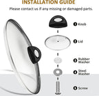 Glass Lids for Pot and Pan, 8, 9.5, 10.25, 11, 12, 12.6, 13.5, 14 Inch Tempered Replacement for Covers Kitchen Cookware, Frying Pan, Wok, Skillet (12.5 Inch)
