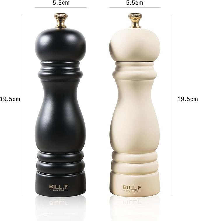Salt and Pepper Grinder Pepper Mill Grinder Pepper Grinders Shakers Salt Mill Set of 2 with Adjustable Ceramic Rotor 7 Inch Black and White
