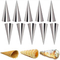 Joyeee 10 Pieces Pastry Cream Horn Molds, Stainless Steel Cannoli Tubes Puff Waffle Cone Pastry Roll Horn, 5 Inch Large Size Croissant Mold Brioche Pans Kitchen Baking Tool, Pastry Baking Molds