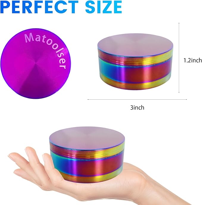 Matoolser 3 Inch Spice Grinder Mills for Kitchen (Rainbow)