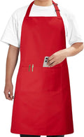 Syntus Apron for Men Women, Adjustable Cooking Kitchen Chef Aprons with 2 Pockets, Cotton/Polycotton/Polyester
