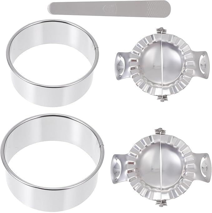 Dumpling Maker Set Stainless Steel Dumpling Making Mold Cutter with Filling Spoon and Scraper 5pcs Kitchen Gadget Set for Home Cooking