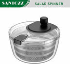 Santozz Rotary Salad Spinner with Bowl 4.2Qt, Lettuce Dryer, Vegetable Washer, Colander and Build in Draining System for Washing, Draining Vegetables, Greens and Fruits