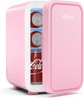 BEICHEN Mini Fridge,6 Liter / 8 Can Small Fridge for Bedroom, Car, Office & Dorm, AC100-120 V/DC 12 V Portable Thermoelectric Cooler & Warmer for Skincare, Food, Drinks,Pink