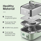 BUYDEEM G67US-A503 Electric Food Steamer for Cooking, 2 Tire Stainless Steel Steamer with Manual Mode, 1500W, 14 Quart, Green