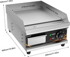Commercial Electric Griddle 12 Inch, Electric Flat Top Grill with Temperature Adjustable, Brushes, Shovels, Stainless Steel Non-Stick Teppanyaki Grill for Home & Restaurants, 1500W