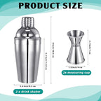 Umigy Cocktail Shaker Set Martini Shaker Bulk Stainless Steel Martini Mixer with Strainer and Double Measuring Jigger for Bar Party Home Use Wine Bar(18 Oz/ 550 ml,2 Packs)