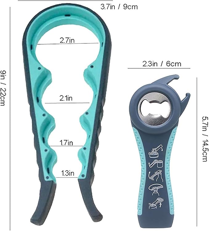 Bottle Opener for Arthritic Hand,Jar Opener for Old People, Children, Women, Those with Weak Hands,Multifunctional Kitchen Gadgets (05-Blue)