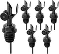 6 Pcs Auto Flip Liquor & Oil Pour Spout, 304 Stainless Steel Dispenser Spout for Olive Oil, Alcohol, Wine, Vinegar, Home & Bar Essential Tools, Black