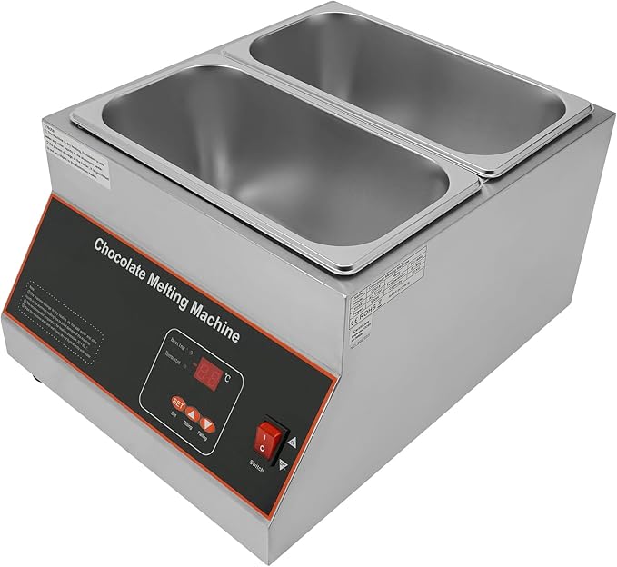 500W Electric Melting Pot for Chocolate w/Digital Display Control,Commercial Chocolate Warmer Melting Pot Chocolate Melter Pot Machine for Home or Bakery Use 2 Tanks for 26.46lb of Tempered Chocolate