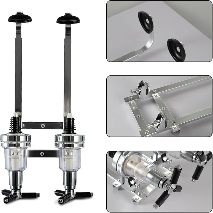 2 Bottle Wall Mounted Liquor Dispenser Bar Butler Bracket Solo Optic Spirit Wine Beer Alcohol Bottle Beverage Stand Revolving Nozzle Drinkware Set