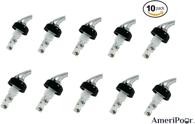 Measured Pourer - Liquor Bottle Pourers - Collared -(10pk) Made 100% In The USA. Bar Spouts That Don't Leak - No Cracks, Just A Perfect Cocktail Pour Everytime. Great for Wine Too! (1oz)
