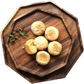 Set of 2 Acacia Wood Charcuterie Boards Round Wooden Serving Tray Fruit Platter Decor Trays Serving Ware Food Dish Serving Platters Christmas Cheese Board Square Party Trays Plate Hosting Essentials