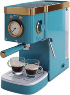 Generic deluxe semi-automatic espresso coffee maker with steam milk frother, 14.96 x 12.59 x 14.96 in, Blue