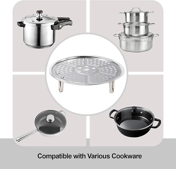 Steamer Rack, Premium Stainless Steel Steamers Rack with Removable Stand, 8.7 Inches Pot Steaming Tray for Steamer Cookware Instant Pressure Cooker