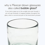 Clear 14 oz Drinking Glasses (Set of 6) - Hand Blown Mexican Glassware Recycled Glass Drinking Glasses for Water, Juice, Margarita, Cocktails & Whiskey, Lead-Free Toxin Free