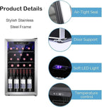 Antarctic Star 26 Bottle Wine Cooler/Drink Beverage Refigerator Small Wine Cellar for Soda Beer Counter Top Bar Wine Freestanding Clear Glass Door for Home Office or Bar 3.1cu.ft, Silver