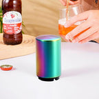 Automatic Beer Bottle Opener with Magnetic Cap, Stainless Steel One-Handed Lid Opening Spring Loaded Push&Pop Bottle Opener for Home Bars Picnic Camping Hiking（2PCS）