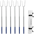 32" Heavy Duty Hot Dog Roasting Sticks for Campfire, Smores Sticks for Fire Pit Long, Marshmallows Skewers (6 Pack)