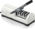 Kitchen Electric Knife Sharpener, 3-Stage Diamond Knife Sharpener Electric with 20° Precision Angle Guide, Fast & Safe Sharpening for Kitchen Knives, Home Use & Beginners (White)
