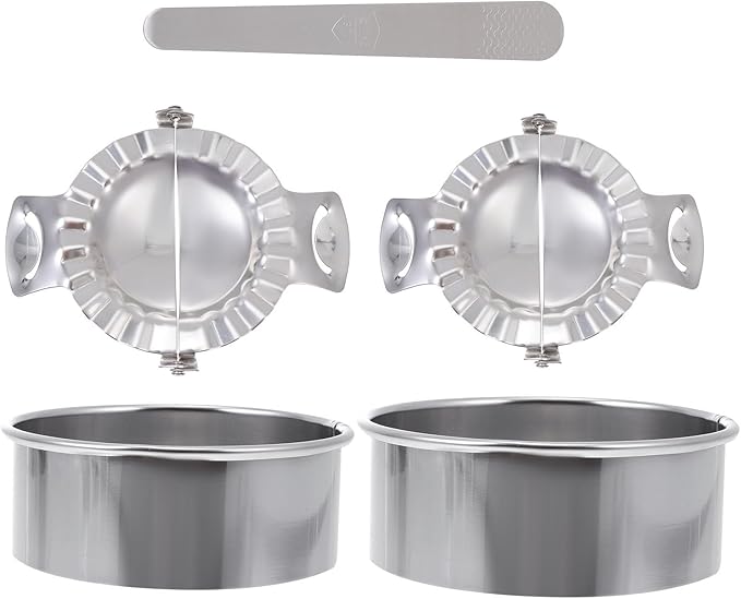 FUOYLOO Dumpling Maker Set Stainless Steel Dumpling Seal Tools with Stuffing Spoon and Cutter 5pcs Kitchen Gadget Set for Home Cooking