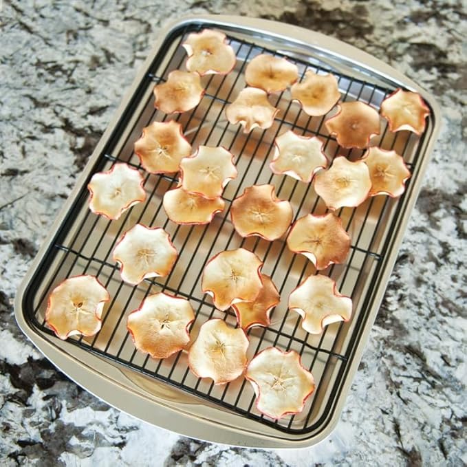 Nordic Ware Oven Crisp Baking Tray 2pc Set Includes Pan and Rack; Natural Aluminum For Air Frying, Crisping, Broiling, Baking; Cooking Surface 17 x 12 Inches