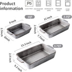 KOOV Bakeware Set, Ceramic Baking Dish Set, Rectangular Casserole Dish Set, lasagna Pan, Baking Pans Set for Cooking, Cake Dinner, Kitchen, 9 x 13 Inches, Reactive Glaze 3-Piece (Variable Grey)