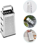 Hemoton Stainless Steel Kitchen Grater Multi-Use Vegetable Cutter and Cheese Shredder with Non-Slip Handle 7.99X3.58X2.59 Inch for Fruits Ginger and Potato Preparation