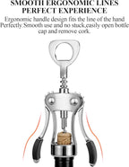 KORCCI Wine Opener, Heavy-Duty Zinc Alloy Wing Corkscrew, Premium Beer Bottle Opener, Multifunctional Wine Accessories with Ergonomic Handle and Sharp Screw, for Kitchen, Bar, Restaurant (2PCS)