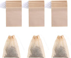 400 Pack Disposable Drawstring Tea Filter Bags Safe & Natural Unbleached Paper Tea Infuser Drawstring Empty Bag for Loose Leaf Tea (5 x 7cm, Natual Color)