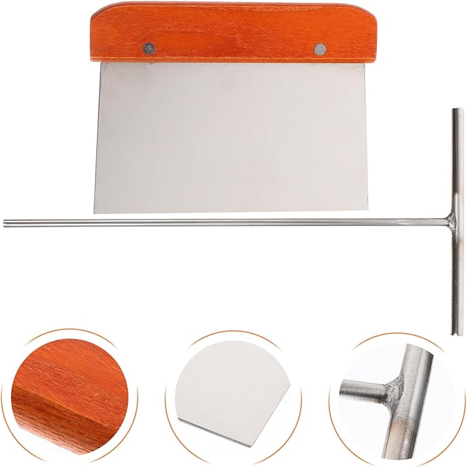 SAFIGLE Stainless Steel Pancake Spreader and Scraper Set, Small round Crepe Tool with Handheld Scraping Board, Kitchen Accessory for Homemade Crepes and Pancakes, 2pcs Cooking Gadget Kit