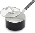 GreenPan x Bobby Flay 1.67QT Nonstick Saucepan with Glass Lid, PFAS-Free Diamond Ceramic, Induction Suitable, Stay-Cool Silicone Handle, Easy Clean Dishwasher & Oven Safe, Chef Pan, Graphite