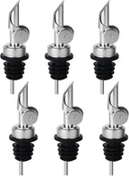 6PCS Liquor Bottle Pourers, Auto Flip Olive Oil Dispenser Spout, Weighted Stainless Steel Alcohol Pourer Spouts, Olive Oil Spout Suitable for About 3/4" Bottle Mouth