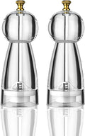 Acrylic Pepper Grinder Set Salt and Pepper Grinder Manual Pepper Mill Set with Adjustable Coarseness Acrylic Salt and Pepper Shakers, Enjoy Fresh Ground Pepper Spices Salt Grinder