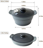 42oz Silicone Microwave Steamer For Vegetables, Cooker For Microwave with Handle & Lid, Collapsible Steam Pot, Heat-Resistant Cooker with Steam Holes, BPA Free, Dishwasher Safe (Grey), 1 Pack