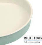 Martha Stewart Gallen 8 Inch Round Nonstick Carbon Steel Cake and Bake Pan - Teal Durable Bakeware for Cakes, Pies & Desserts