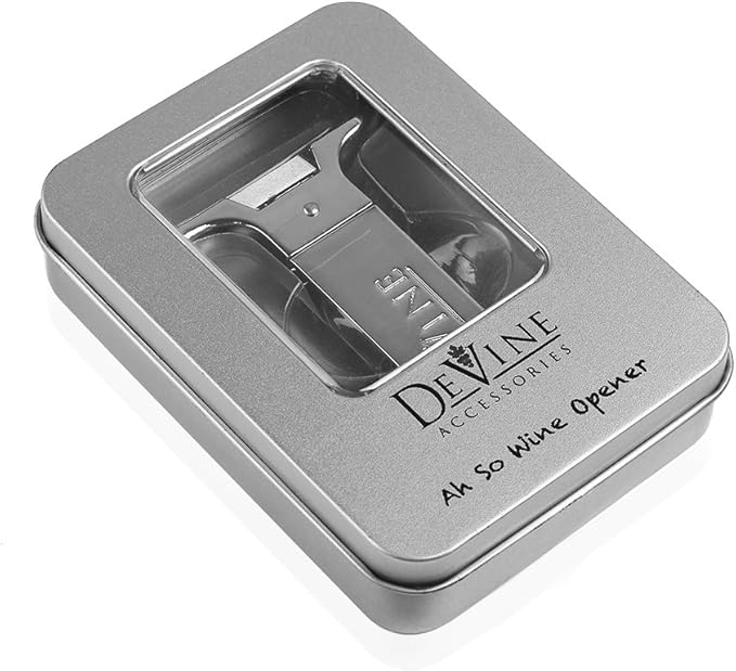 DeVine- Ah So Wine Opener for Vintage Bottles - Two-Prong Cork Puller & Corker With Sleek Case - Great Gift Idea
