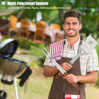 RINPIR 31pcs BBQ Grill Accessories Gifts for Men Dad, Heavy Duty Grilling Tools Gift Set for Father‘s Day, Stainless Steel BBQ Utensils Kit with Mats, Grill Brush in Carrying Bag Brown