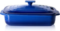 Lareina Large Ceramic Casserole Dish with Lid, 4.0 Quart Covered Rectangular Stoneware Baking Dishes for Oven, Deep 9x13 Inch Lasagna Pans for Baking and Serving, Perfect for Christmas Gifts, Blue