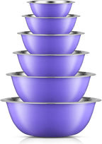 JoyJolt Stainless Steel Mixing Bowl Set of 6-5qt to 0.5qt Nesting Bowls for Dough, Batter & Baking