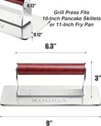Ultimate Rectangle Griddle Press 1.92LB - 9x4.2 Inch Smash Burger & Bacon Press, Steak Weight & Panini Maker with Beechwood Handle for Versatile Cooking