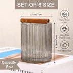 Physkoa Grey Ribbed Drinking Glasses Set of 6 – 9oz Vintage Smoke Grey Glassware, Embossed Ribbed Tumbler Cups for Juice, Water, Cocktail, Iced Coffee