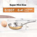 Macevia Mini 0.12QT Sauce Pan, 18/10 Stainless Steel Pans, Small Pot Butter Warmer With Handle, 3 Ply Stainless Frying Pans For Home Kitchen (4in/140ml) - Rose Gold