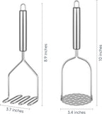 2PCS Mashed Potato Masher - Stainless Steel Potato Smasher, Masher Kitchen Tools & Utensils for Avocado, Bean, Salad, Vegetables, Fruit, Food, Meat Smasher Tool for Ground Beef