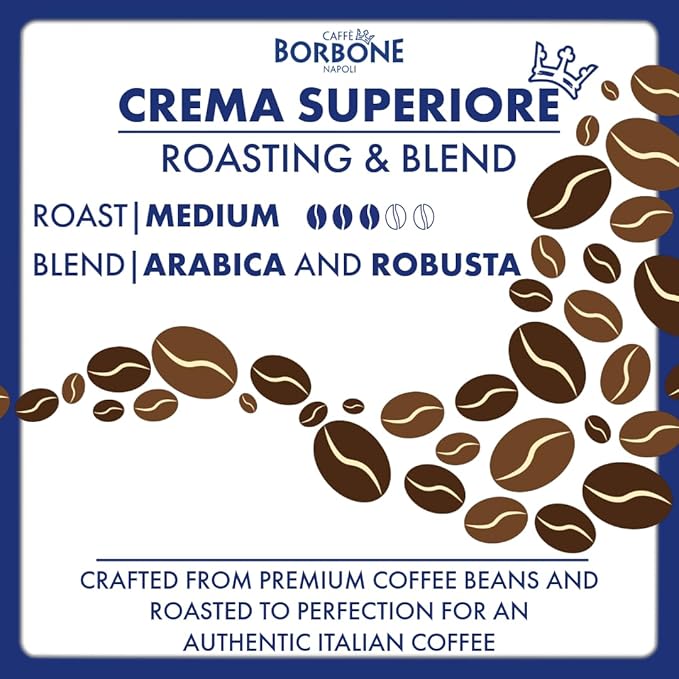 Caffè Borbone Whole Bean Coffee, Medium Roast Arabica and Robusta Blend, Crema Superiore, Rich and Smooth Italian Coffee, 2.2 lb Bag