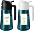 TrendPlain 16oz/470ml Blue Glass Olive Oil Sprayer for Cooking - 2 in 1 Olive Oil Dispenser for Kitchen Gadgets, Air Fryer, Salad, and BBQ - Black & White