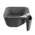 Tovolo Elements Square Colander with Handle Strainer Basket for Pasta Fruit Berries Veggies, Easy to Clean BPA Free Heat Resistant Plastic Colander with Spout 3 Quart Kitchen Strainer, Charcoal Gray