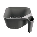 Tovolo Elements Square Colander with Handle Strainer Basket for Pasta Fruit Berries Veggies, Easy to Clean BPA Free Heat Resistant Plastic Colander with Spout 3 Quart Kitchen Strainer, Charcoal Gray