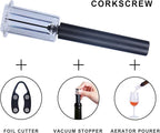 Air Pressure Pump Bottle Opener With One Foil Cutter,One Vacuum stopper and One Wine Aerator Pourer，Efficient|Lightweight|Funny Cork Remover,Great For Wine Lovers,Perfect Wine Gift. (4)